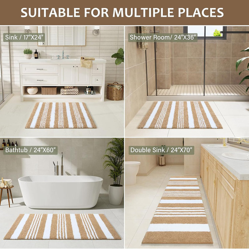Tapis de salle de bain, tapis de bain 24 po x 36 po antidérapant