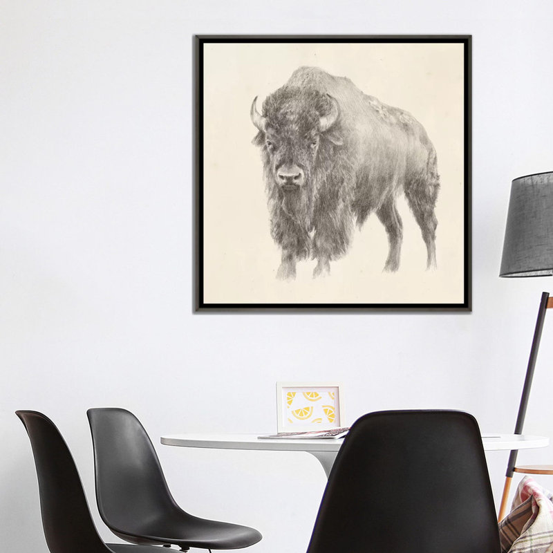 "Western bison study" par Ethan Harper, reproduction d’art, Pas de tapis, H 37 po x l 37 po x P 1,5 po