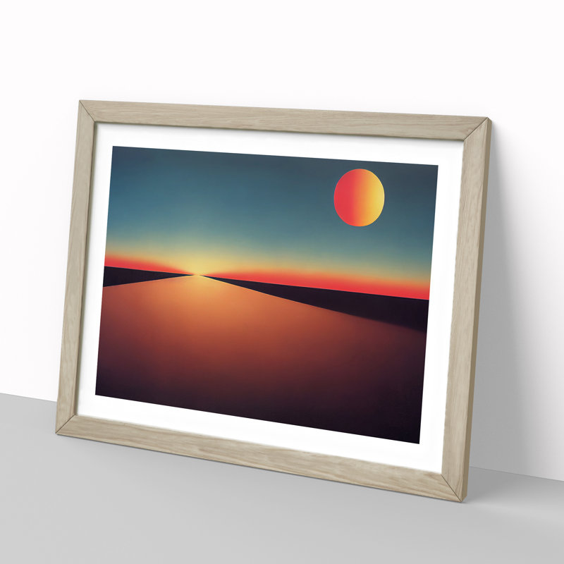 XH1022-6189X Modern Sunset Vol.5 Abstract 1 Piece Single Picture Frame Wall Art, 25cm H x 34cm W x 2cm D, Oak