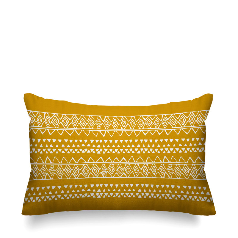 Titi Geometric Outdoor Reversible Throw Pillow, Mustard
