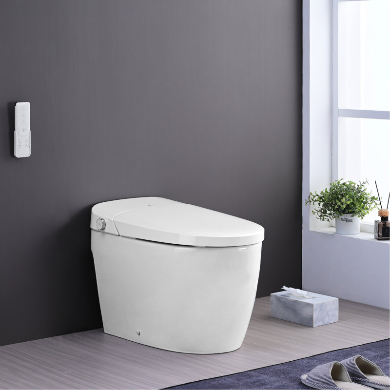 Self-Cleaning Nozzle Smart Toilet, Warm Air Dry, Night . Ceramic, 15.16In Wide, 23.62In Package Height Heated Seat , Foot Sensor Flush. 27.55In Deep, 100.31Lb Weight