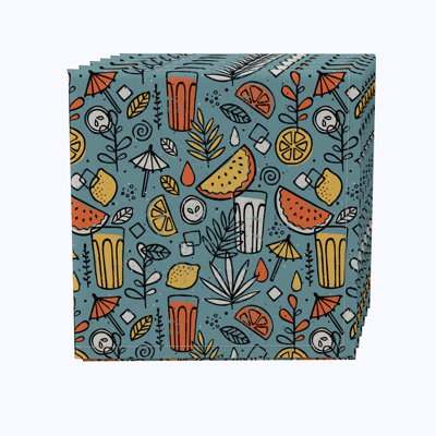 Cotton Twill Floral Square Napkin