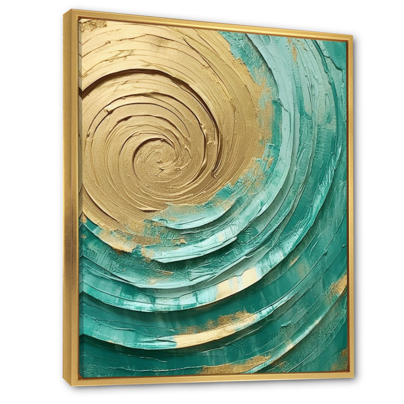 «Teal Gold», reproductions d'art mural, Cadre flottant doré, H 20 po x l 12 po x P 1 po
