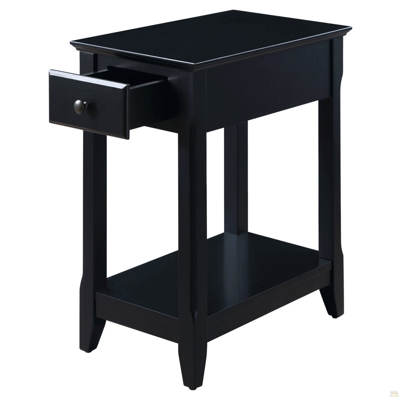 Table d'appoint noire avec tablette inférieure, Noir