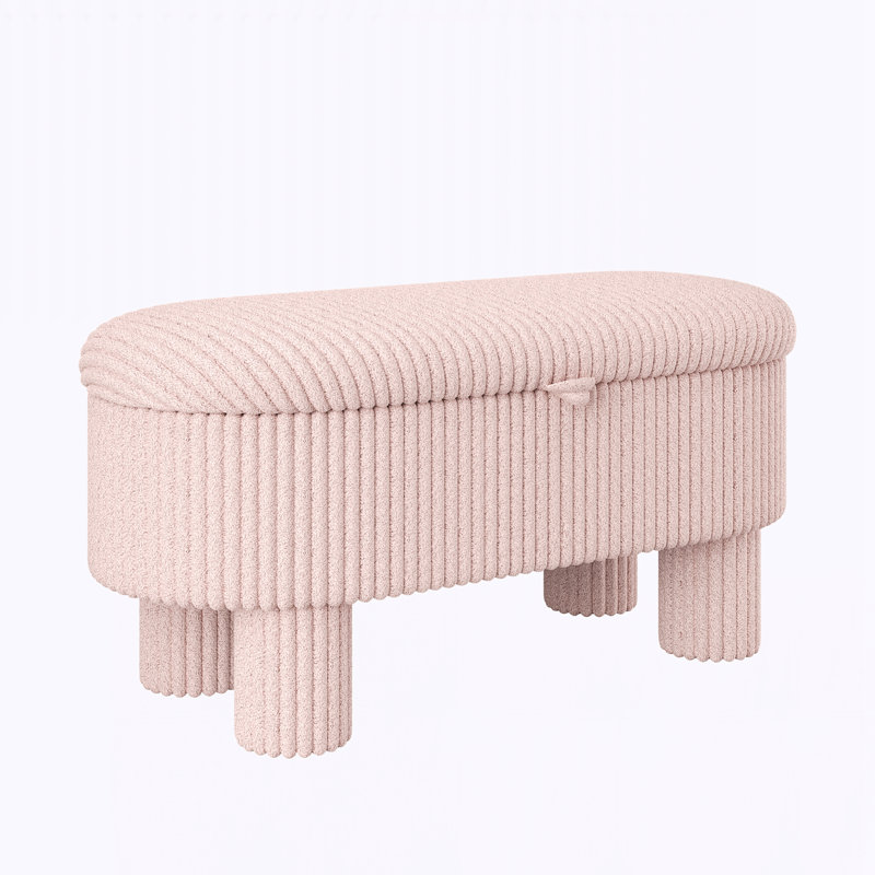Banc de rangement rembourré pour chambre à coucher, Rose