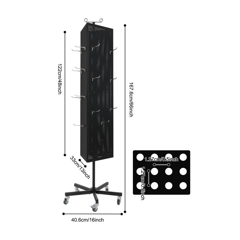 66''H Metal Triangular Pegboard Panels Display With Base