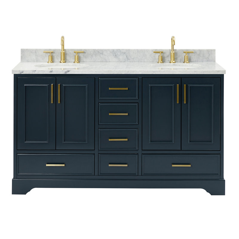 Ensemble de meuble-lavabo double avec dessus Abita 61, Bleu minuit