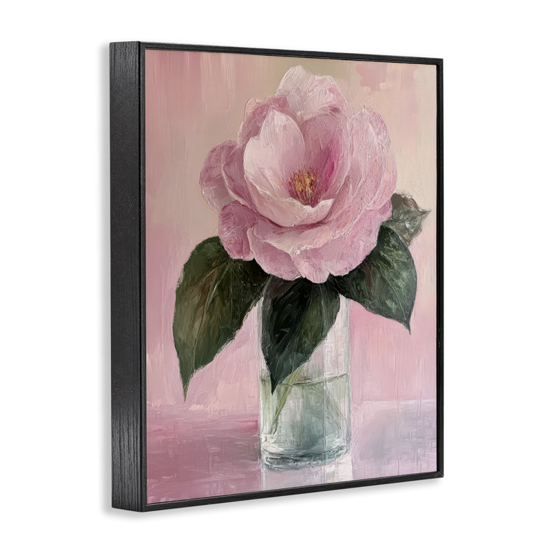 Giclée encadrée Coral Flower Pink Blossom, design par Petal Prints Design, H 14 po x l 11 po, Giclée encadrée noir minuit