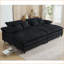 Chaise longue double surdimensionnée de 109 po | Canapé-lit en velours côtelé avec 4 engrenages réglables et 4 coussins | Noir | Cadre en bois massif-1427579791