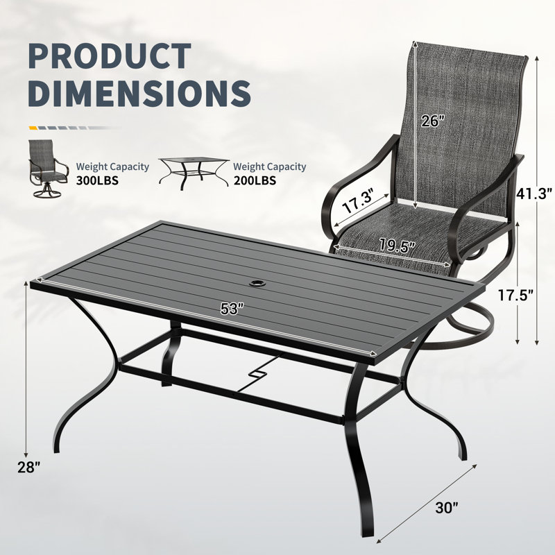 8-Person Patio Dining Sets, Dark Gray