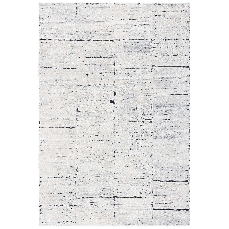 Anindita Hand Tufted Wool/Cotton Rug in Black/Ivory, Rectangle 4" x 6"