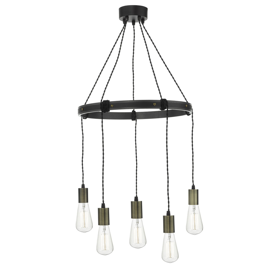 Peasely 5 - Light Waggon Wheel Chandelier