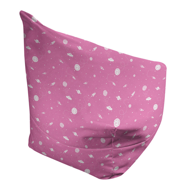 Sac de pois Leffel, H 38 po x L 42 po x P 29 po, Pouf fauteuil, Rouge violet pâle / blanc