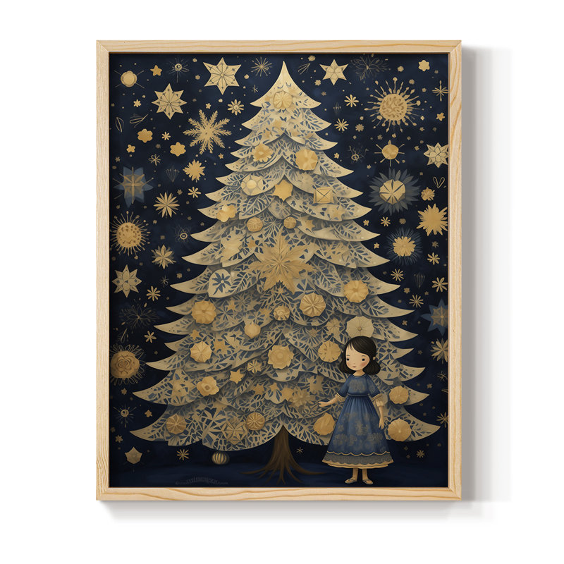 «Christmas Holiday Art DCXL III», reproduction encadrée - bois massif, Naturel, H 11 po x l 9 po