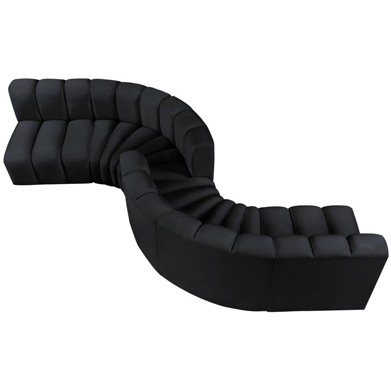 Ivancea Upholstered Curved Sectional Reversible, Black Velvet