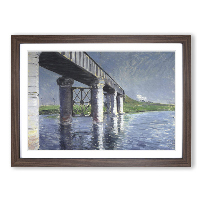 The Seine and the Railroad Bridge by Gustave Caillebotte - Framed Print, 48cm H x 65cm W x 2cm D, Walnut Framed
