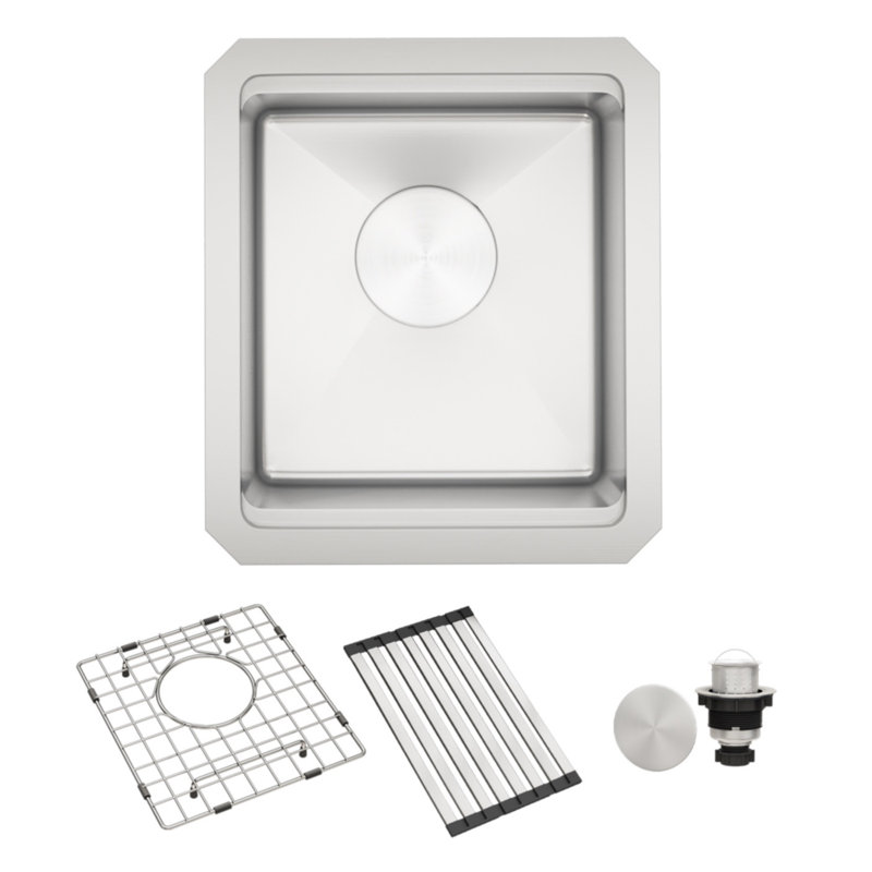 LQS 13"L X 15"W Workstation Undermount Bar Prep RV Sink Stainless Steel Small Kitchen Sink, Stainless Steel