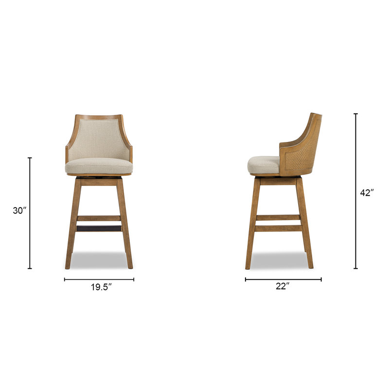 Akershus Swivel 26'' Counter Stool, Bar Stool (30" Seat Height), Taupe Beige