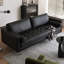 Coussin de canapé standard en cuir véritable noir-1458295732