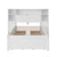Lit de rangement en bois blanc avec tête de lit haute bibliothèque allongée, 6 tiroirs et station de charge pour adultes, sans sommier, simple