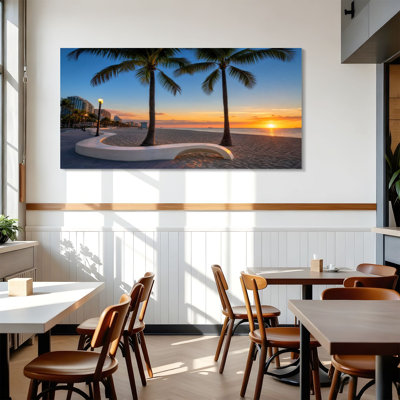 Canvas Wall Art Fort Lauderdale Beach Florida Wall Decor for Living Room Bathroom Bedroom Office 24"H x 48"W Art Paintings, Ready to Hang