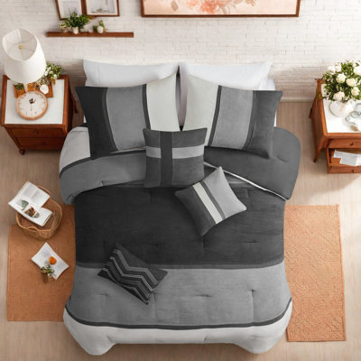 Luxurious Faux Suede Bedding Set, Cal King, Modern Style For Home Decor