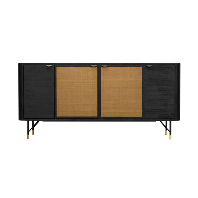 Buffet en acacia noir avec rotin Weweantic