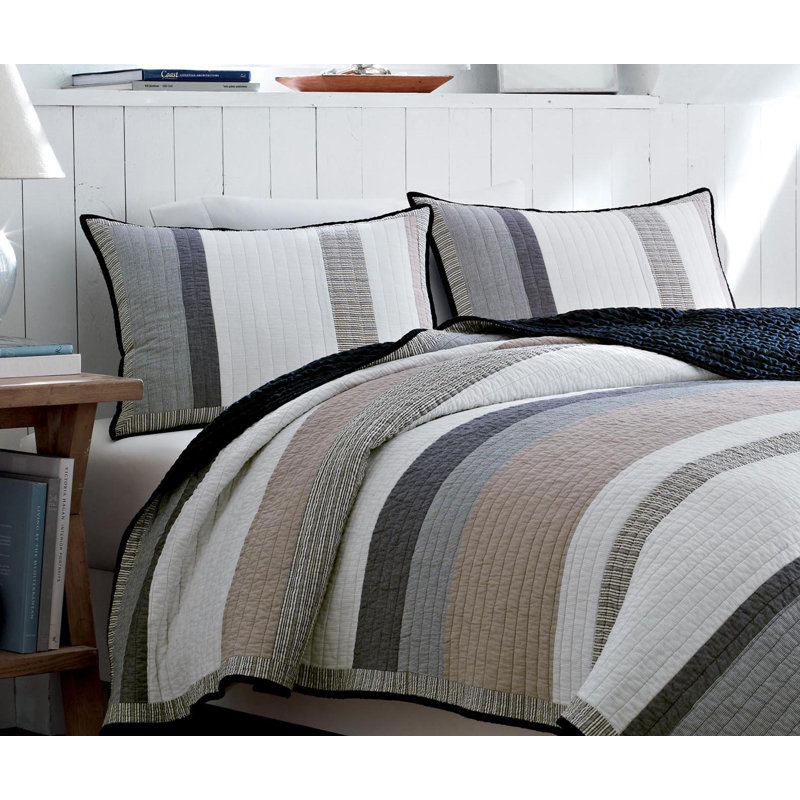 Courtepointe réversible en coton gris Tideway de Nautica, Grand