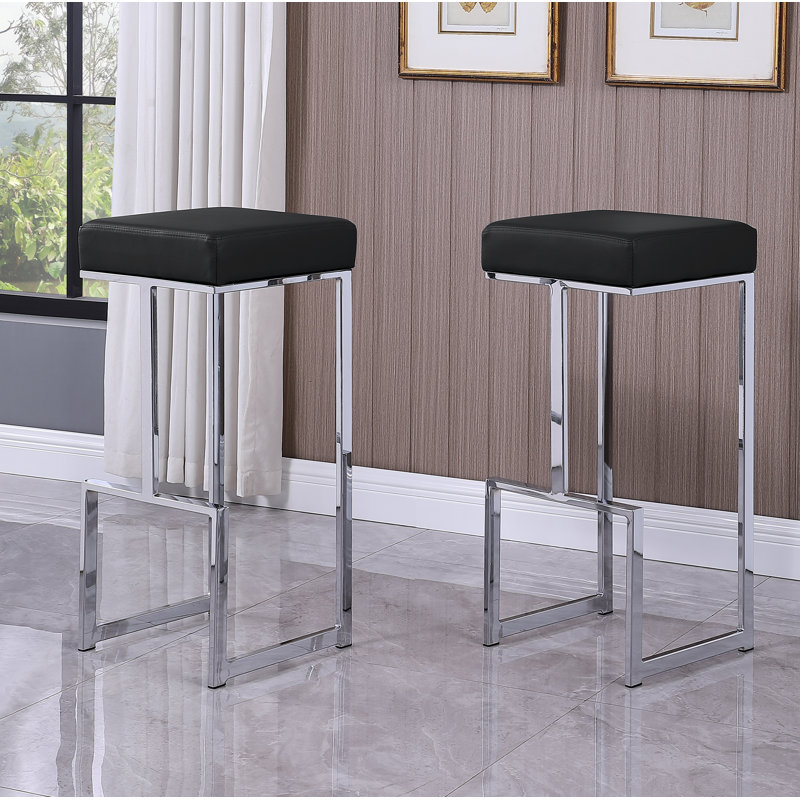 Tabouret de bar et de comptoir Jochebed, Argent, Noir, Tabouret de bar (siège d'une hauteur de 31 po)