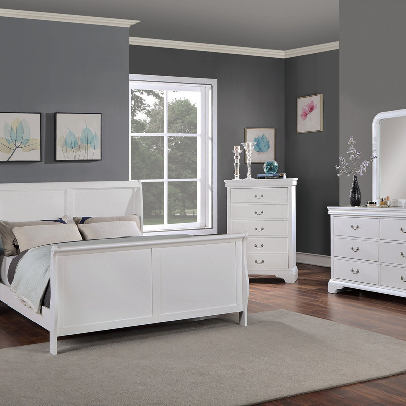 Cadre de lit 1pc moderne avec lit-bateau, Blanc, Grand lit