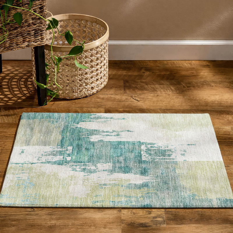 Premium Machine Washable Mayfield AMF2347 Abstract Rug, 1'8" x 2'6", Aloe