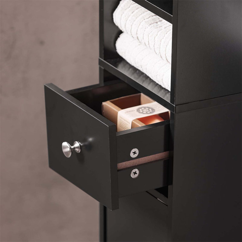Aadhith Freestanding Linen Cabinet, Black