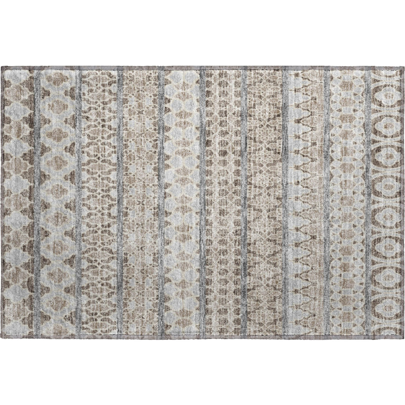 Premium Machine Washable Prisco Taupe Rug, Rectangle 1'8" x 2'6"