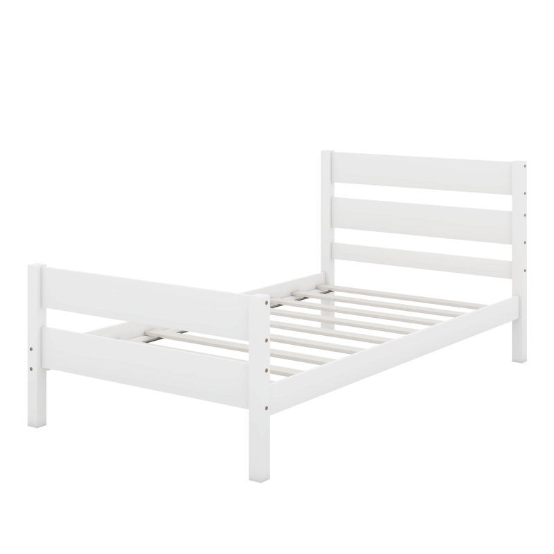 Lit simple avec tête et pied de lit, Blanc