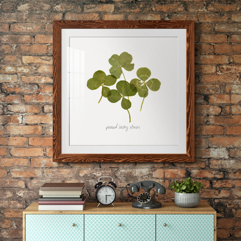 " Pressed Clover I ", Maple, 17" H x 17" W x 1" D, White