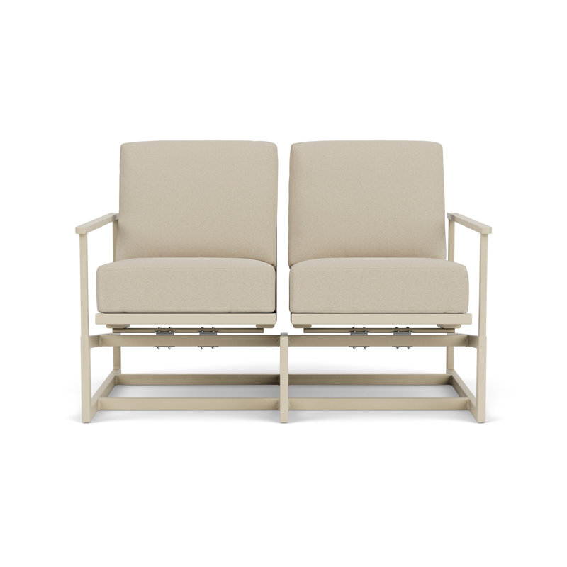 Outdoor Summit Rocker Bench with Cushions, Linen, Rumba Straw, Linen