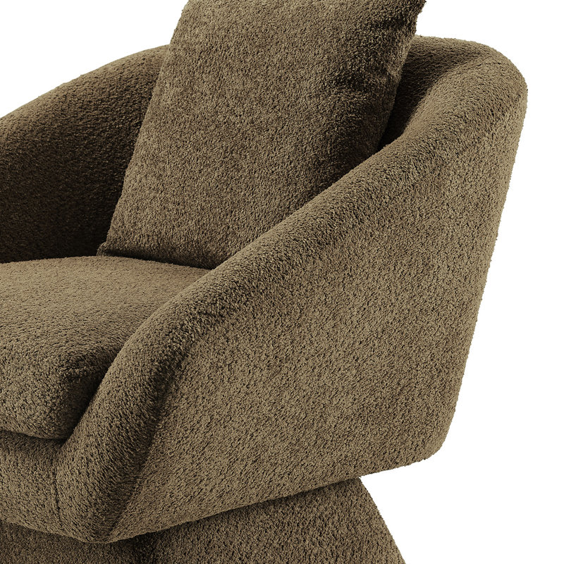 Arafaat 80Cm Wide Swivel Barrel Chair, Camel Boucle