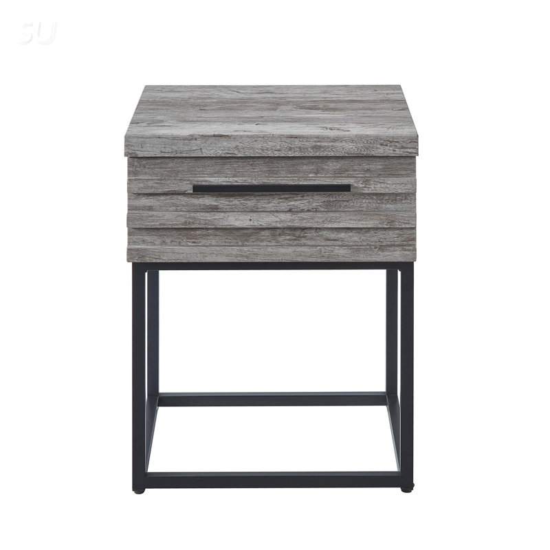 Table de bout Celestial avec rangement contemporain avec base en métal durable et tiroir spacieux, pour les espaces de vie modernes.