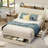 Upholstered Bed Frame with 3 Drawers, Bed with Storage Headboard and Charging Station-1258235949-1248422149