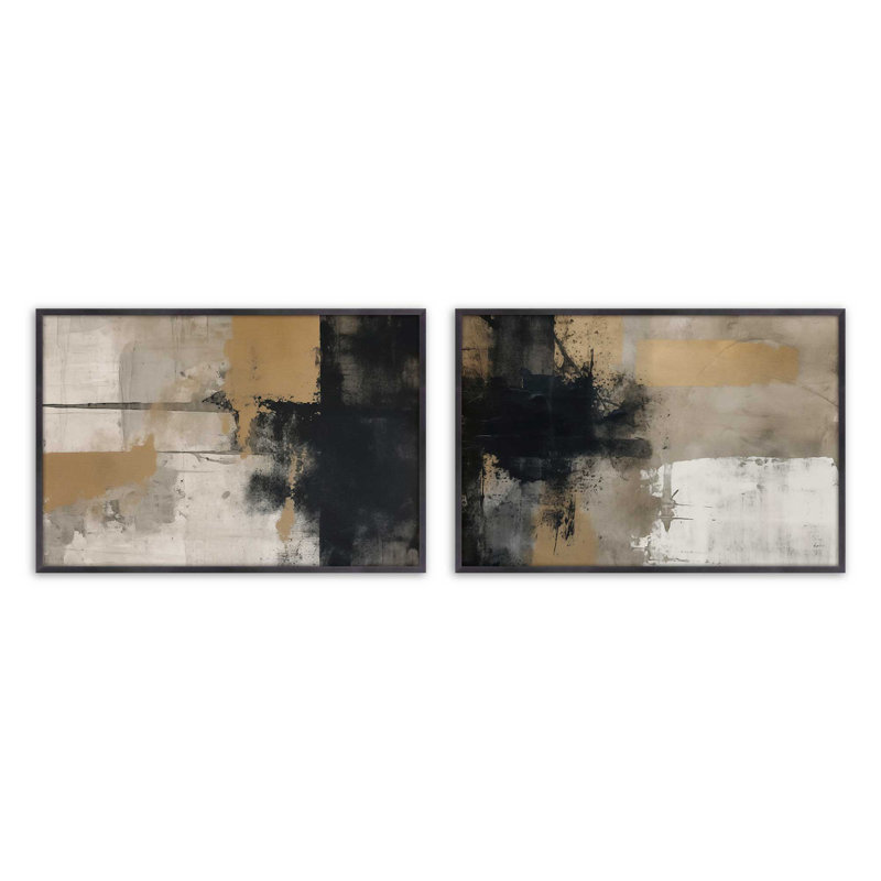 Ensemble de 2 estampes Chiaroscuro Blend, Zinc patiné, H 12,25 po x l 30,5 po