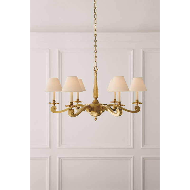 Alexa Hampton Myrna Chandelier, Natural Brass, Fabric