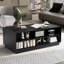 Table basse en bois trempé Elegant Vintage 47,2 "avec 4 tiroirs et 2 tablettes-121771048