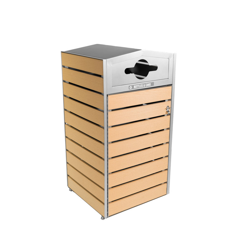 Manufactured Wood Manual Lift Recycling Bin - 45 Gallons