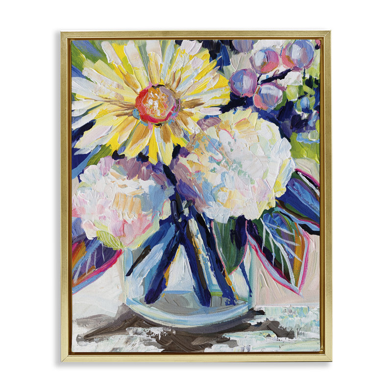  «Yearning Mixed Bouquet Floater», art mural par Jeanette Vertentes, H 21 po x l 17 po, Or