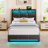 Upholstered Platform Bed Frame with Wingback Headboard, LED Lights & 4 Storage Drawers-1454704332-1454704335-1469650476