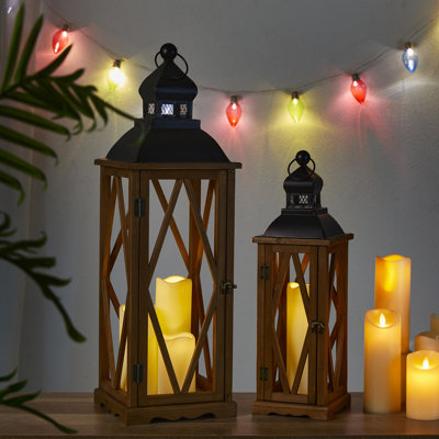 Medders Farmhouse Diamond Antique Tabletop Lantern Set
