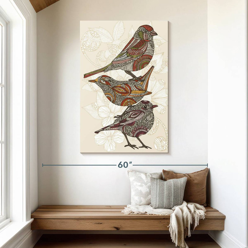 Trois petits oiseaux en ronce, H 48 po x l 32 po