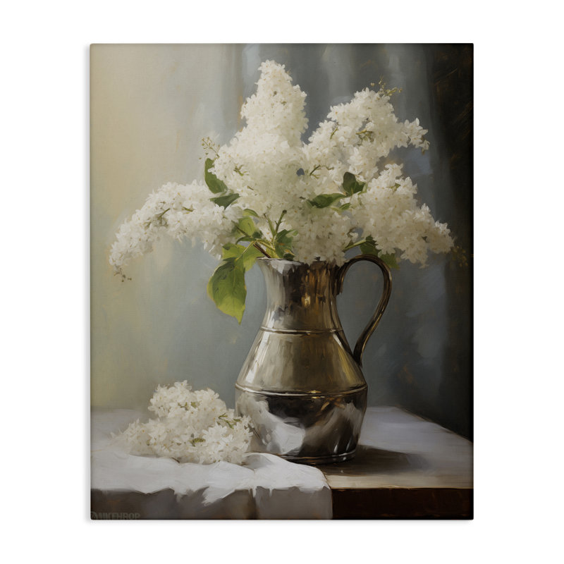 Toile de nature morte avec lilas blancs, design par Arlington Prints, H 48 po x l 36 po