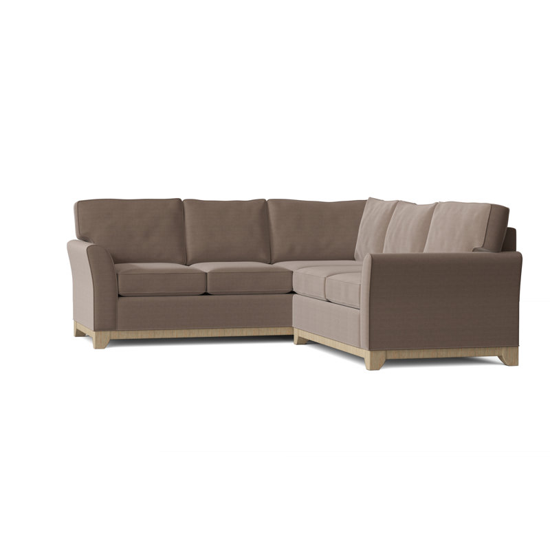 Bevins Upholstered L-Shaped Sectional, Right Hand Facing, Klein Dolphin, Mahogany