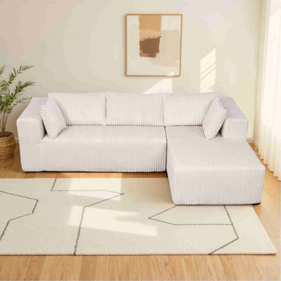 Canapé modulaire en forme de L de 105 po, tissu d'ameublement moelleux, structure entièrement en mousse (sans ressorts), emballé sous vide, peu encombrant pour le salon, la chambre à coucher et les appartements (chaise de gauche)